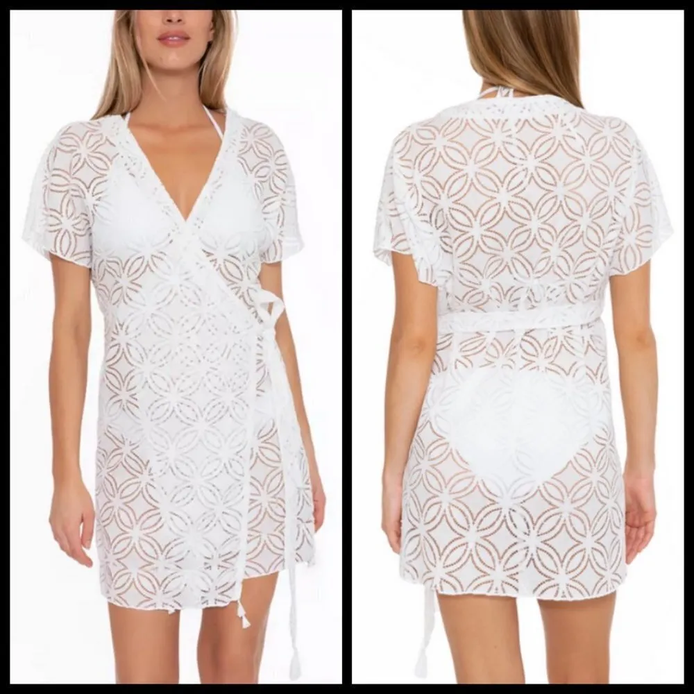 💕TRINA TURK💕 Pacheco Wrap Crochet Dress ~ Swimsuit Cover-Up White NWOT - Image 8