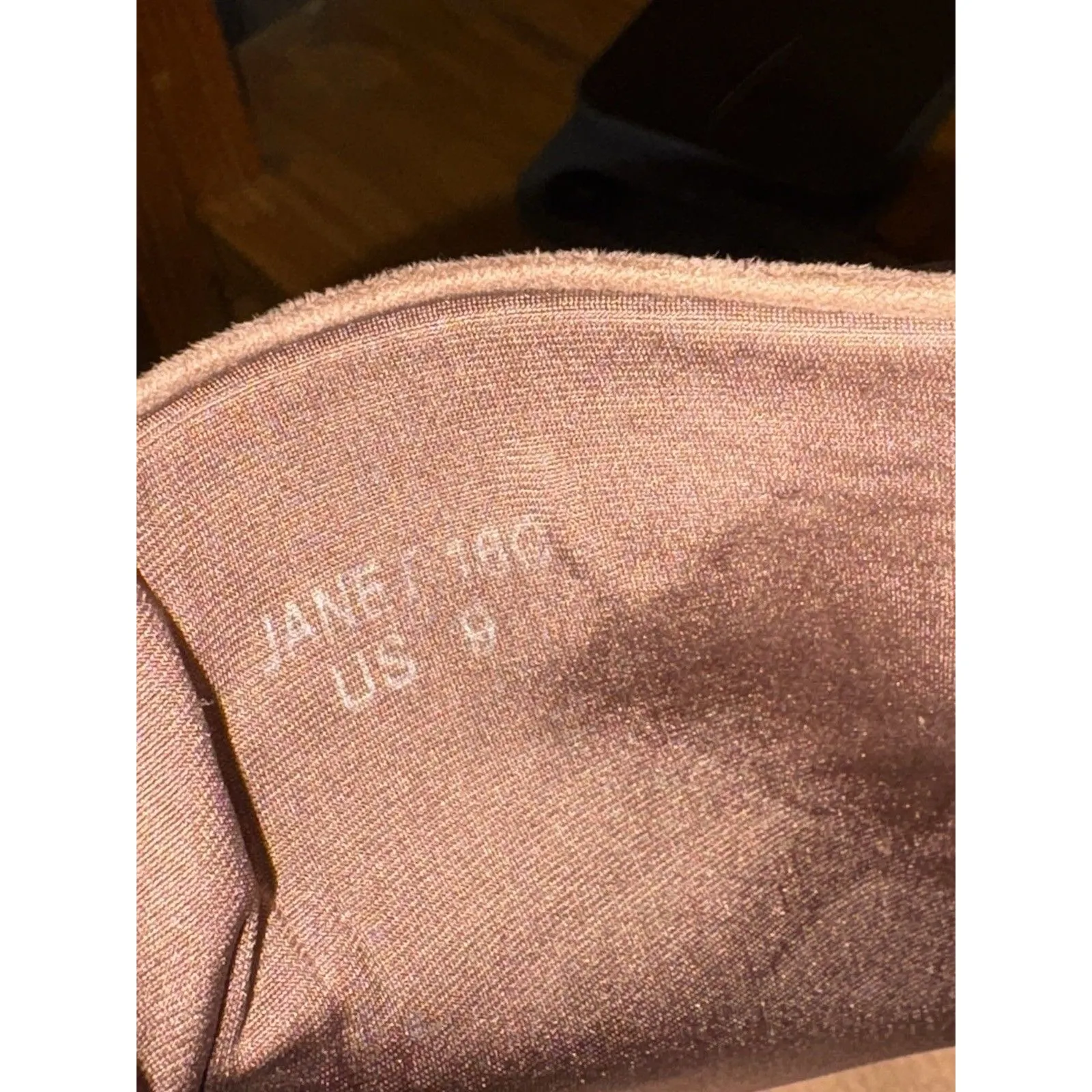 Women’s Taupe Booties High Block Heel Faux Ankle Boots US 9 Suede Zipper - Image 7