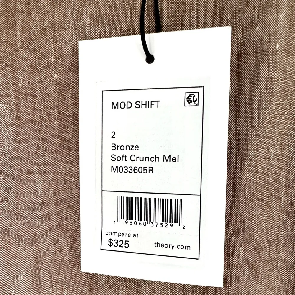 Theory Mod Sleeveless Bronze Linen Blend Shift Dress Size 2 NWT - Image 10