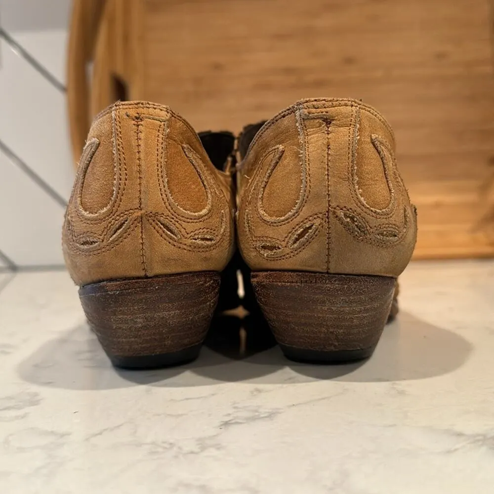 Vintage GUESS Georges Marciano LEATHER BROWN WESTERN Mule Bootie statement rodeo - Image 3