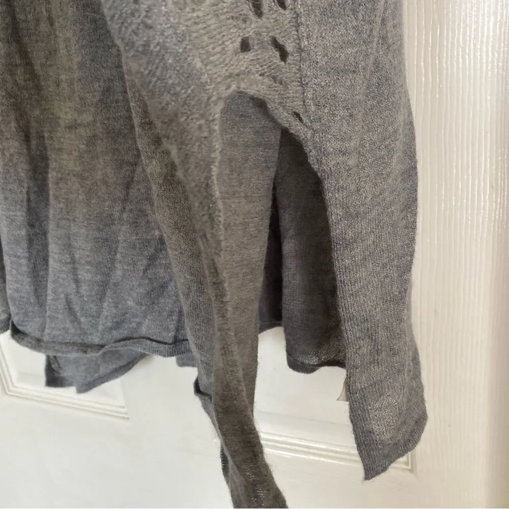 FREE PEOPLE Gray Sweater Wool Alpaca Lightweight Dolman Cut Out Size Extra Small - Image 6