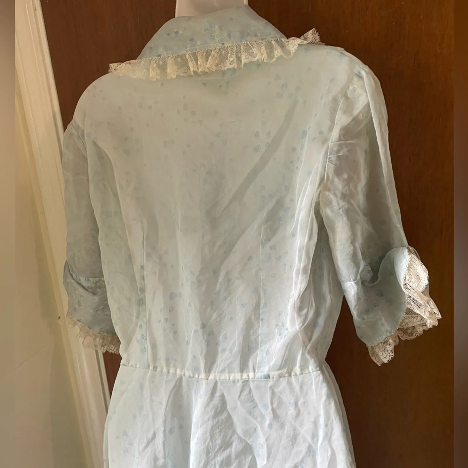 50s Bridgerton blue midi dress Size M - Image 5