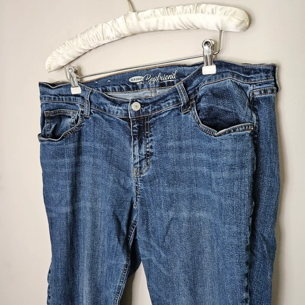 Old Navy Blue Jeans Boyfriend Comfy Straight Cropped Casual Neutral Classic - Image 2