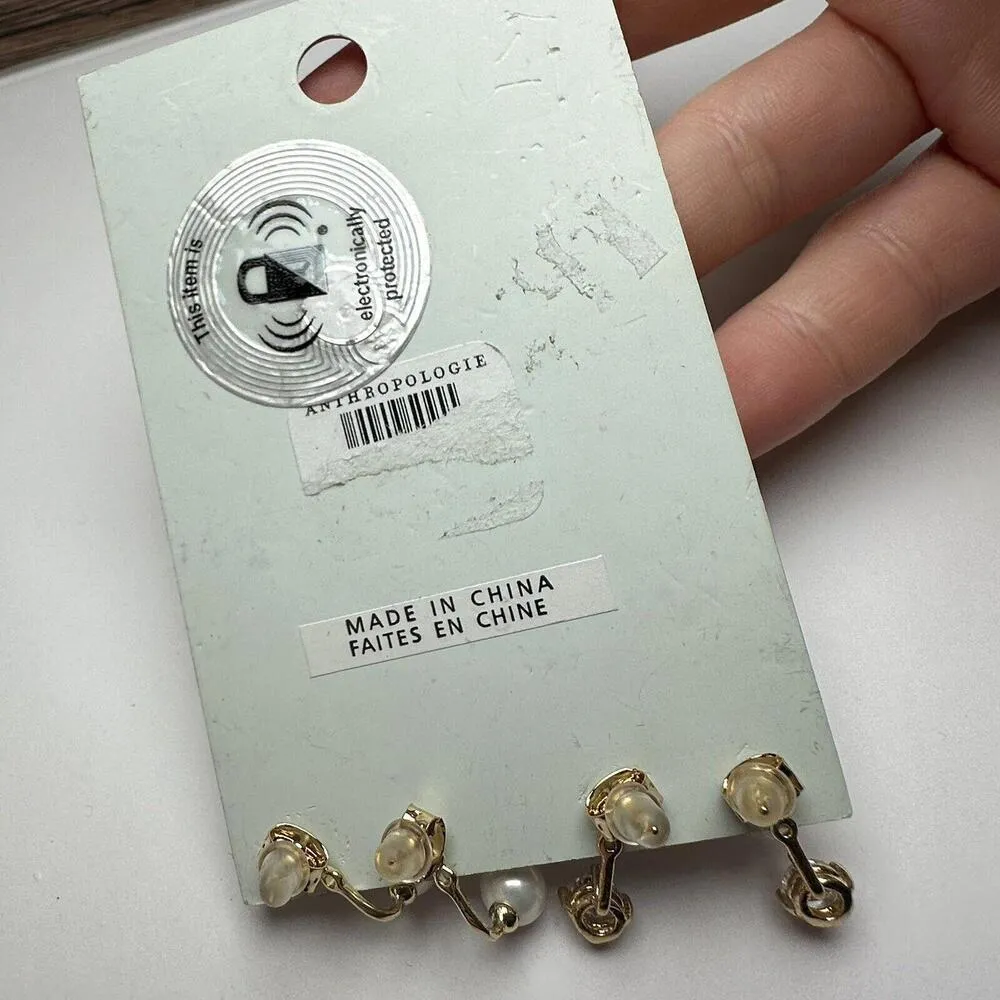 Initial Letter B NWT Anthropologie Gold Tone Stud Pierced Earrings 2 Pairs - Image 6