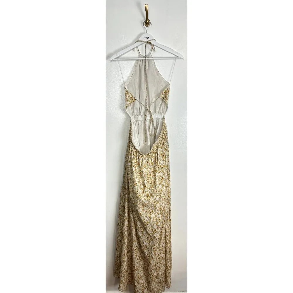 SIGNIFICANT OTHER Cara Floral Print Halter Neck Maxi Dress in Rosale Print US 10 Yellow - Image 11