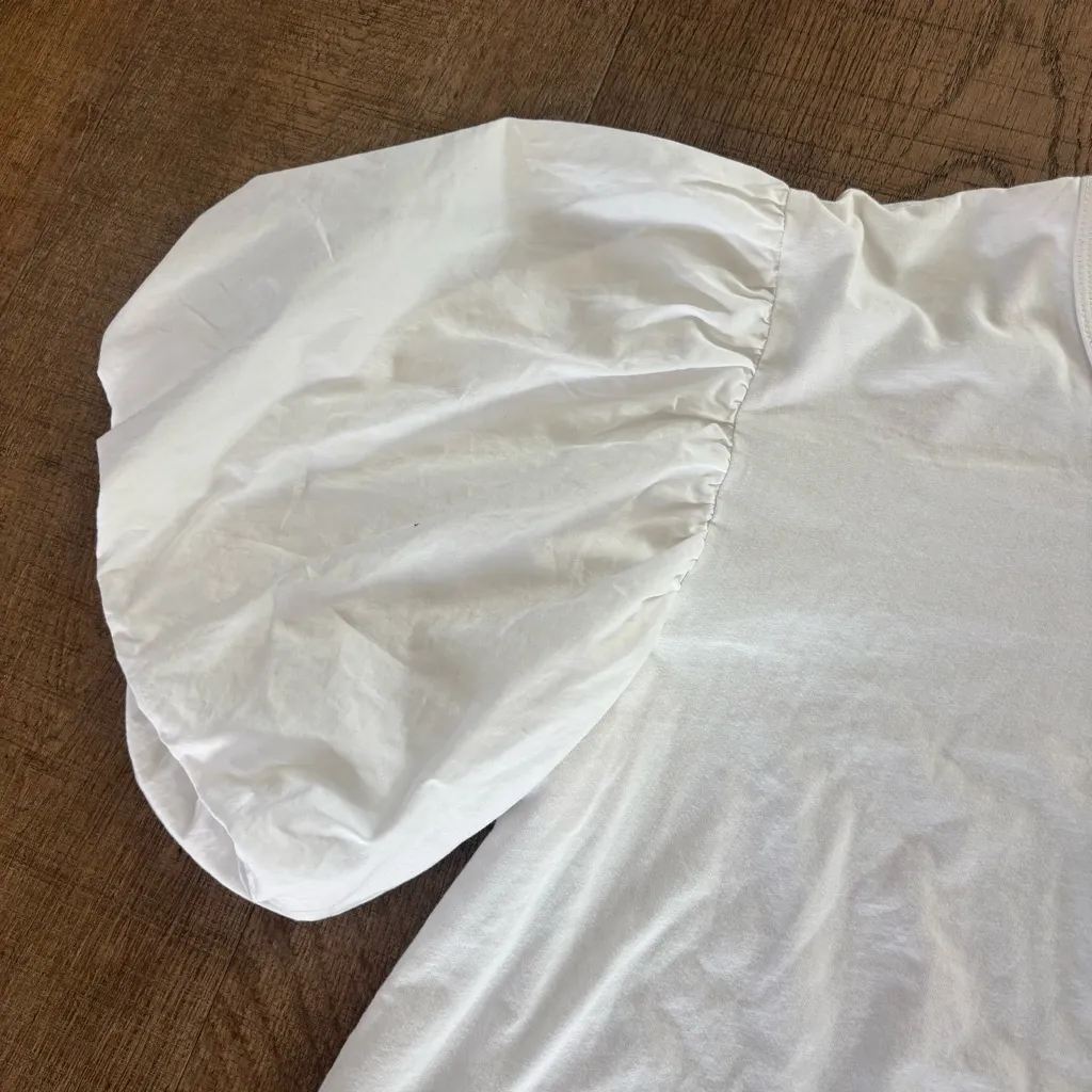 a.l.c. cassandra white puff sleeve elevated basic tee shirt - Image 5