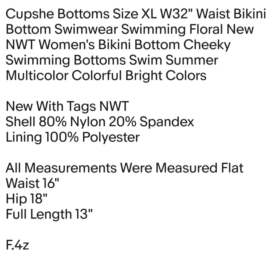 Cupshe Bottoms Size XL W32" Waist Bikini Bottom Swimwear Swimming Floral New - Image 2