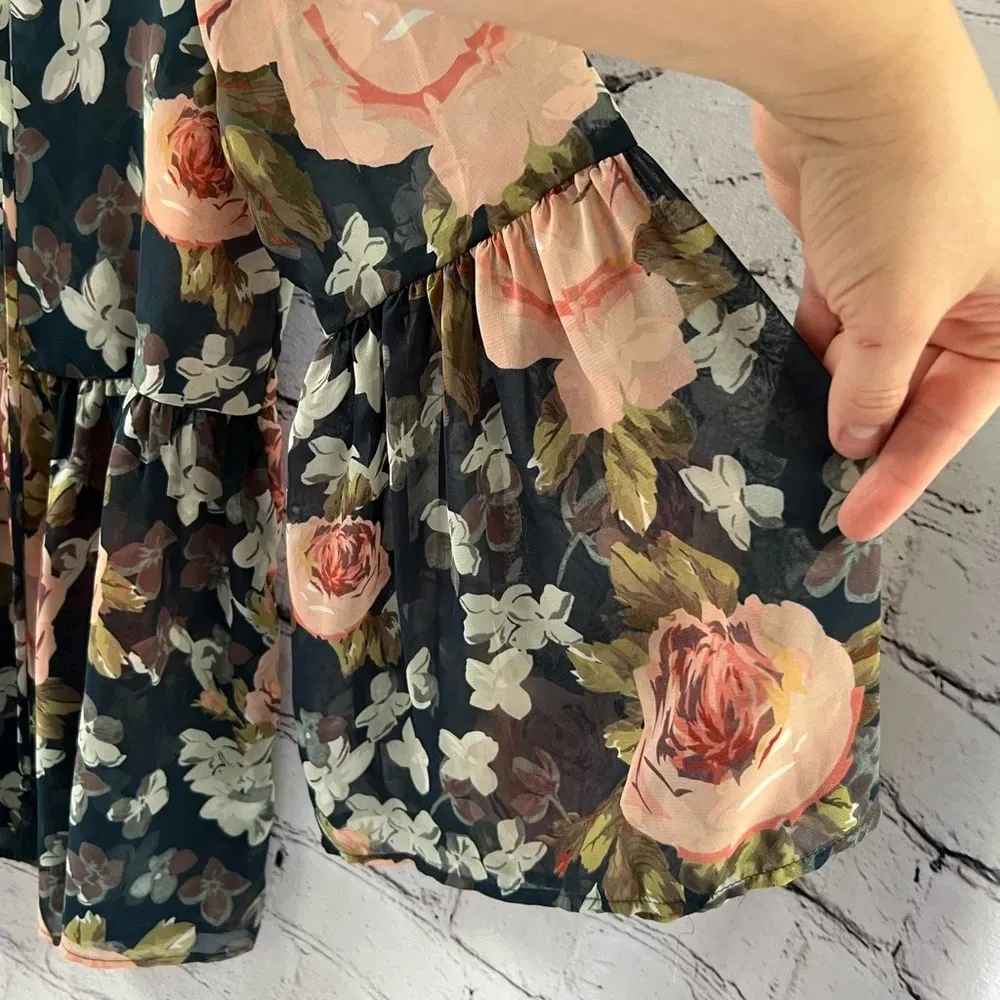 Show Me Your Mumu Sheer Floral Baby Doll Blouse Flutter Sleeves Size Medium - Image 7