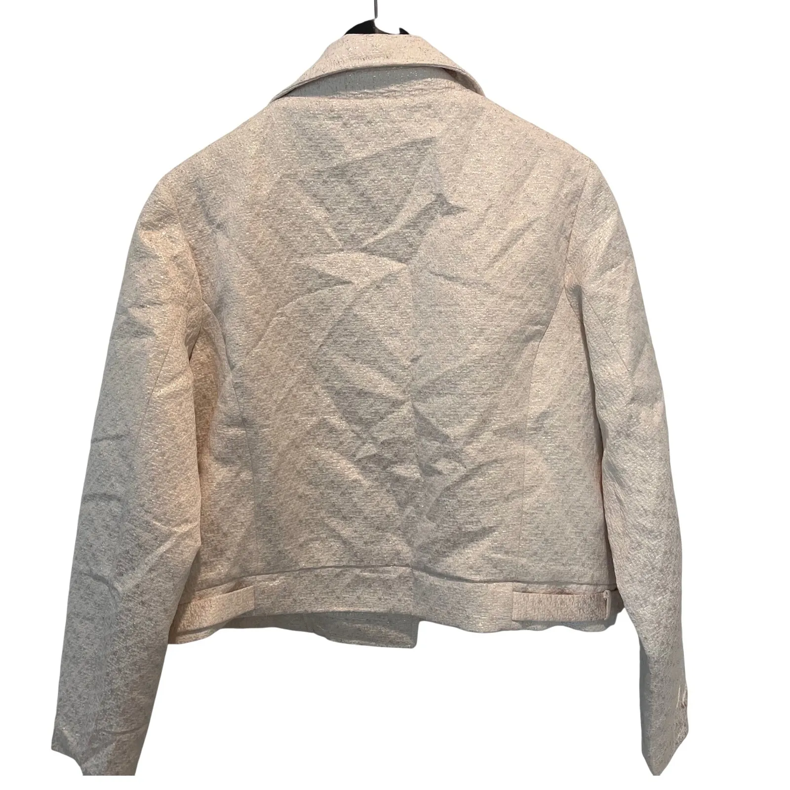 A New Day Women's XXL Moto Jacket Metallic Gold Beige Textured Full‎ Zip - Image 3