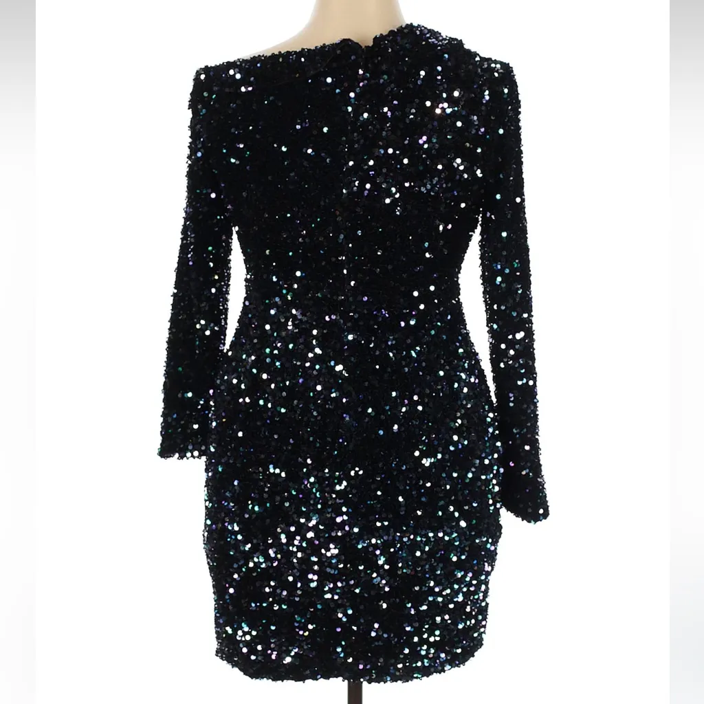 LAVISH ALICE One Shoulder Sequin Cluster Velvet Party Cocktail Dress Size 12 - Image 6