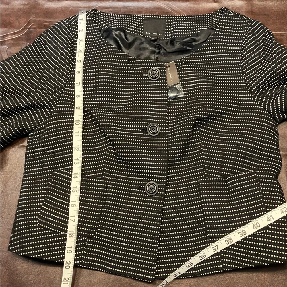 The Limited Black & White Square 100% Cotton 3/4 Sleeve Bolero Jacket Sz L New‎ - Image 14