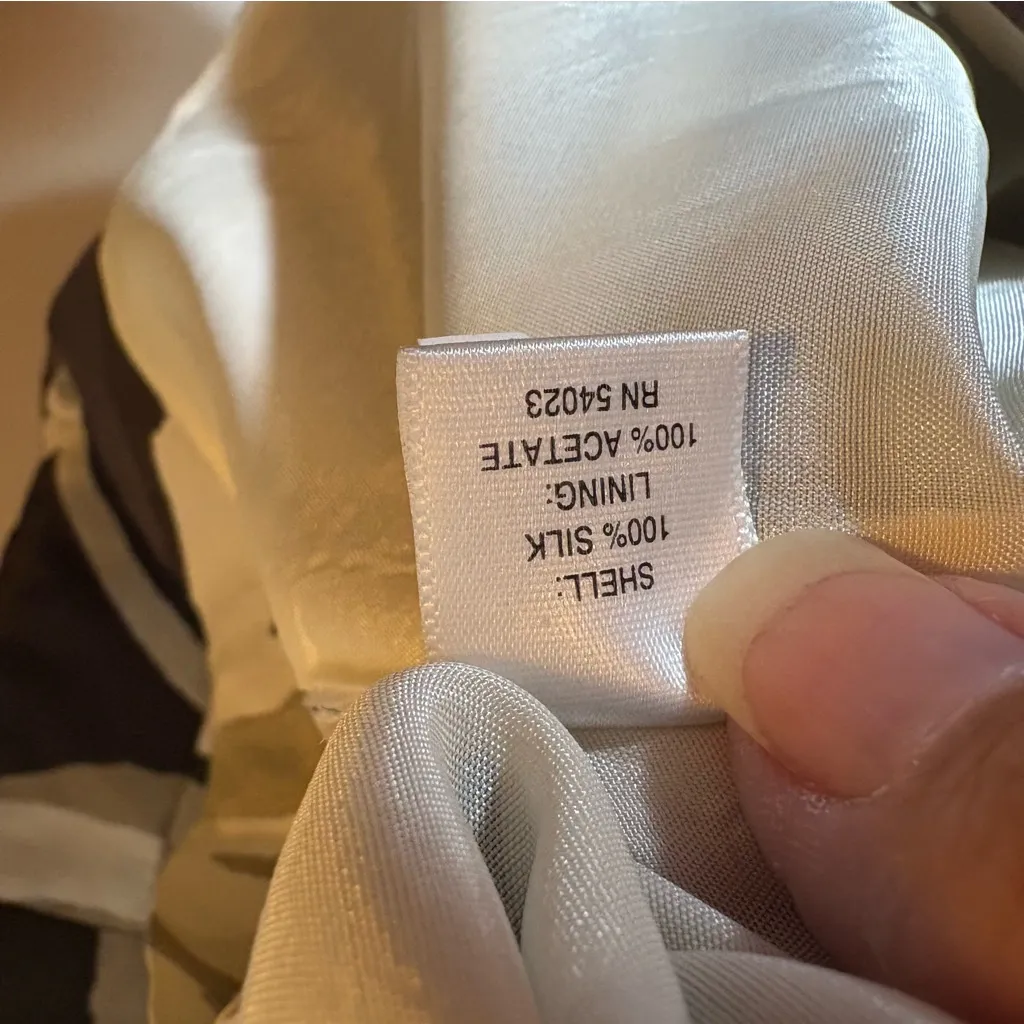 Banana Republic 100% Silk Sheath Dress Brown Beige Black Circle Print Size‎ 10 - Image 6