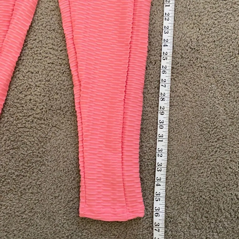 Women’s Leggings/High Waisted Yoga Pants Textured Pink w/pocket Size XL NEW - Image 5