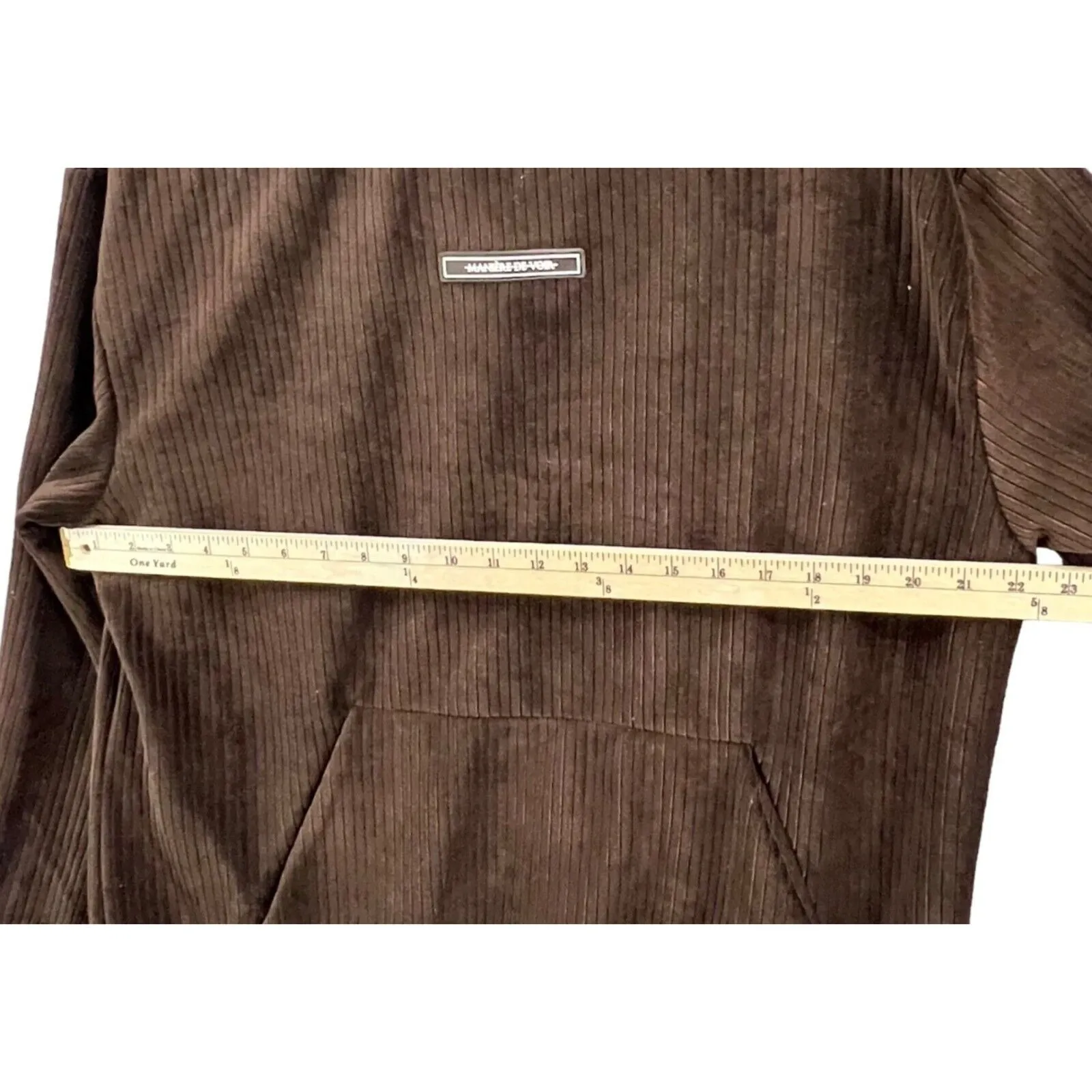 Maniere De Voir Pullover Hoodie Women M Brown Corduroy Oversized Sweatshirt - Image 5