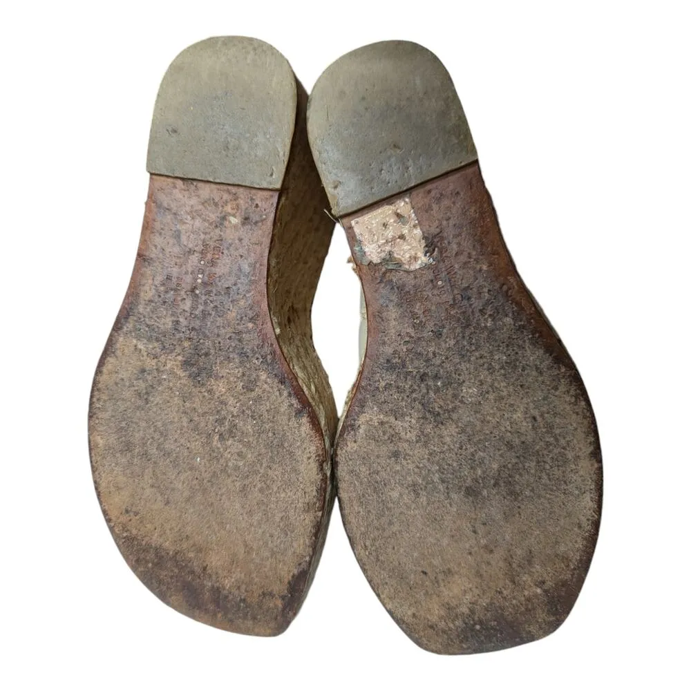 Vera Wang Lavender Label Mary Ann Ivory Leather Slingback Jute Wedge Sandals 9 - Image 7