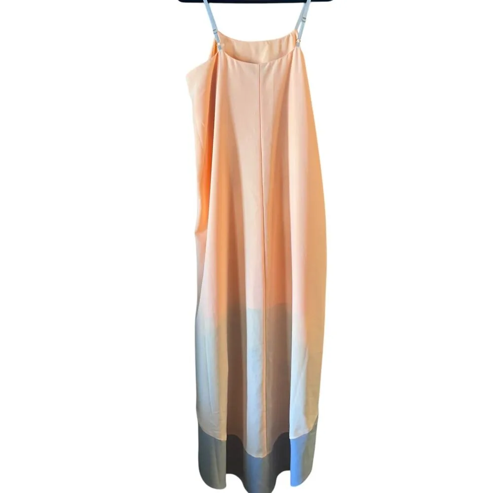 the Limited Sherbert/Gray colorblock asymmetrical sun dress summer L modern - Image 2