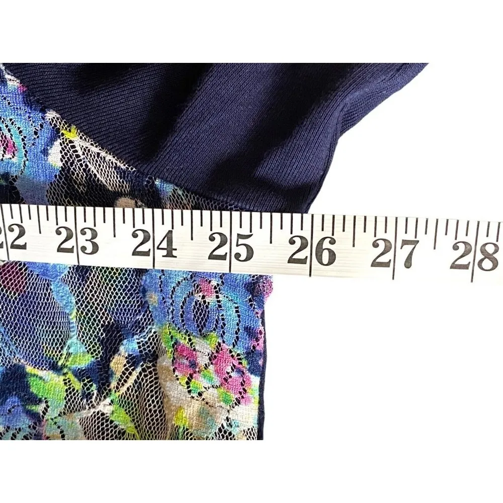 RAFAELLA Sweater Cardigan Floral Lace Overlay Cottagecore Lagenlook Button Up 2X - Image 7