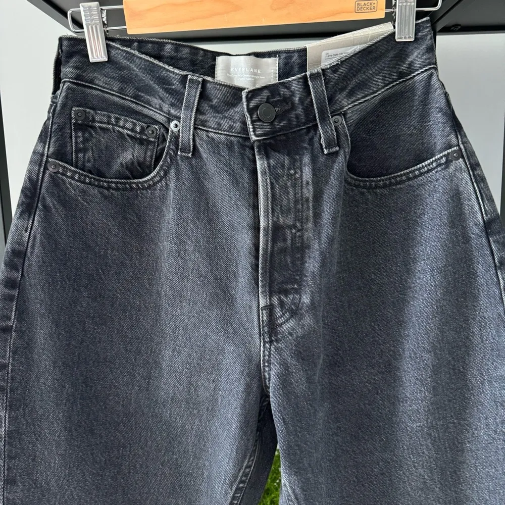 Everlane The Curvy ’90s Cheeky Washed Black Straight Leg High Rise Jean 28 Ankle - Image 3