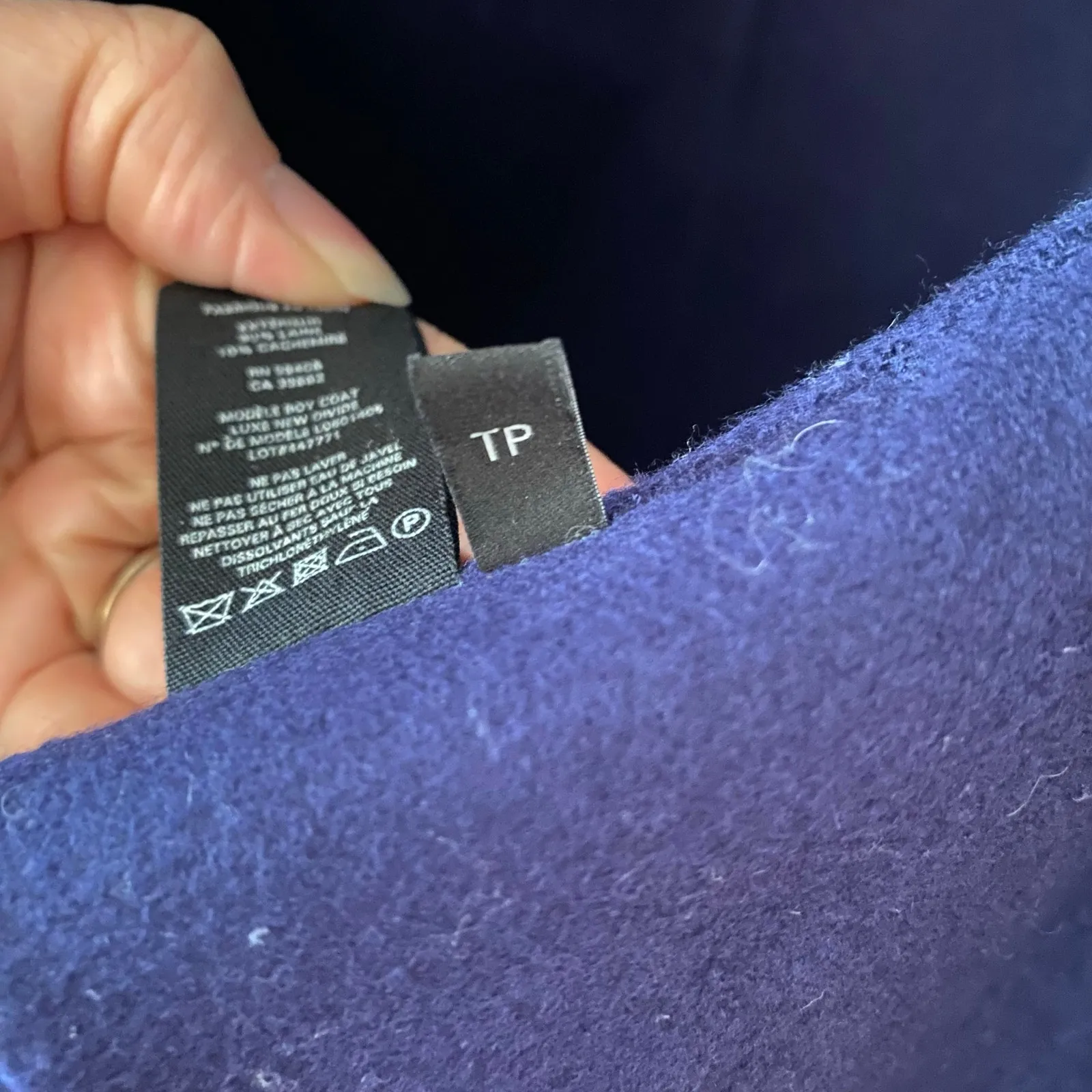 Theory Navy Blue Pea Jacket Coat Wool Cashmere Blend Preppy Women's size TP XS - Image 11