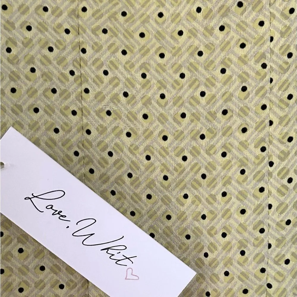 Love Whit by Whitney Port Citron Dot Tie Waist Polka Dot Maxi Dress Size Small Green - Image 6