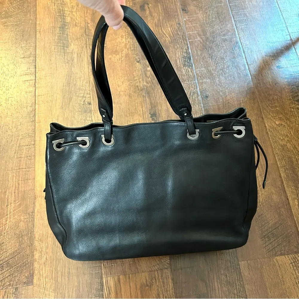 black leather tote, made in Italy - Image 5