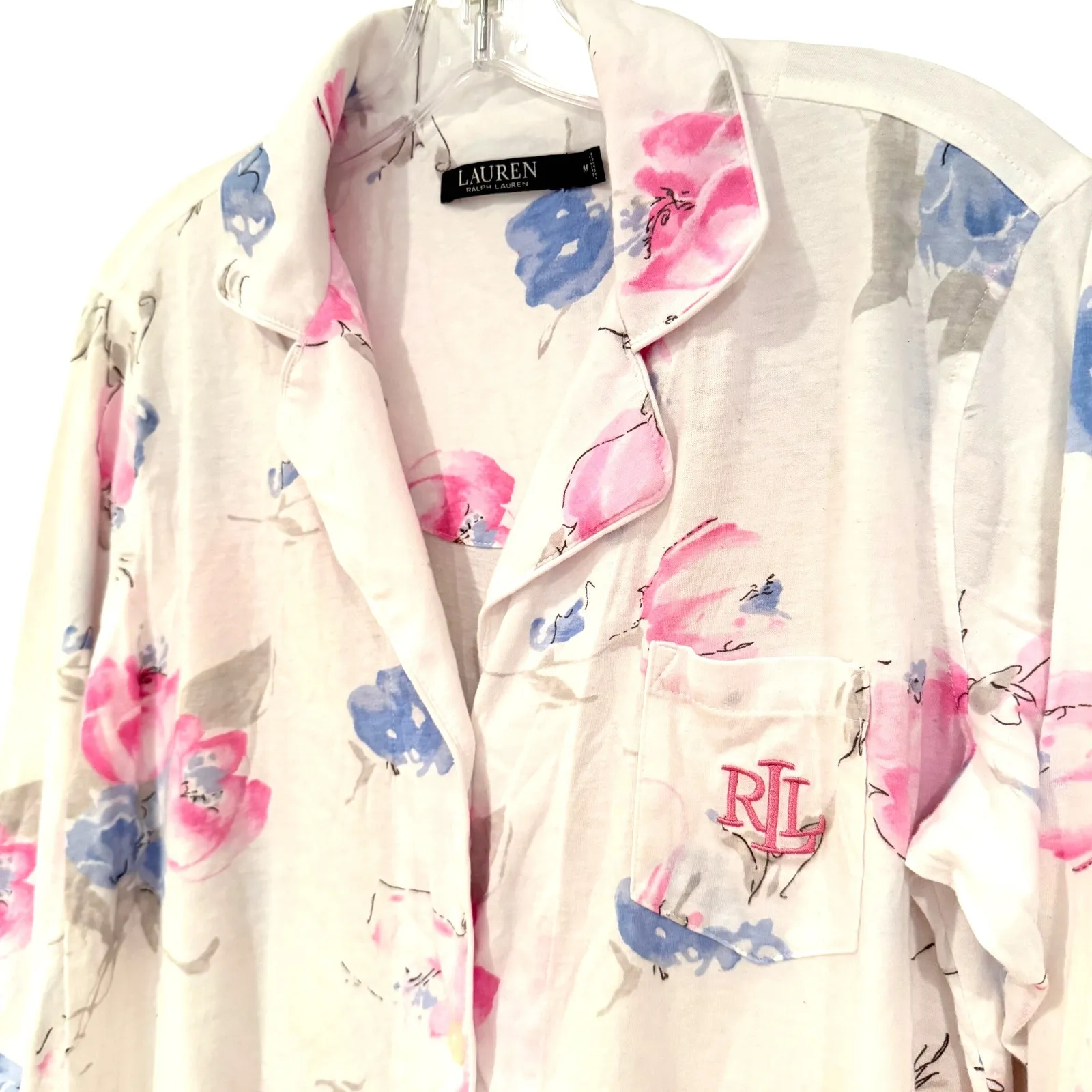 Lauren Ralph Lauren Floral Pajama‎ Sleep Shirt Nightgown Women's Medium Preppy - Image 2