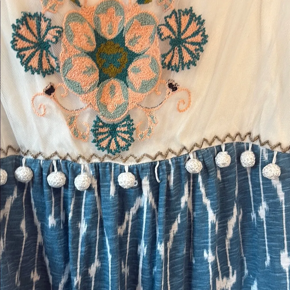 Anthropologie brand Floreat boho embroidered Sleeveless tunic Small Blue - Image 7