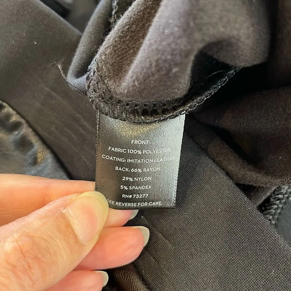 Simply Vera Vera Wang Womens Faux Leather Knit Moonlight Leggings Black Large NW - Image 9