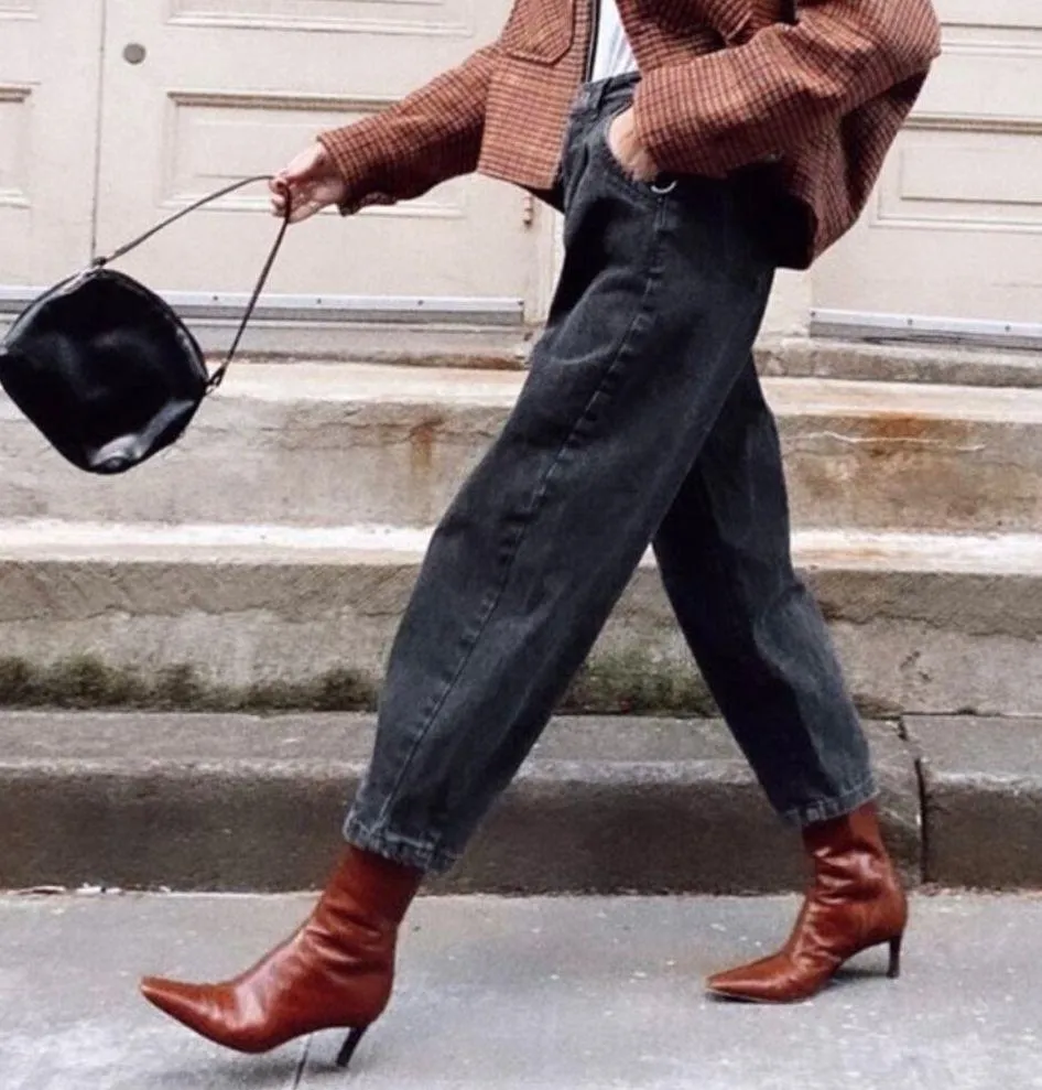 Zara Charcoal Black Slouchy Balloon Leg High Rise Jeans Denim Women’s Size 2 - Image 12