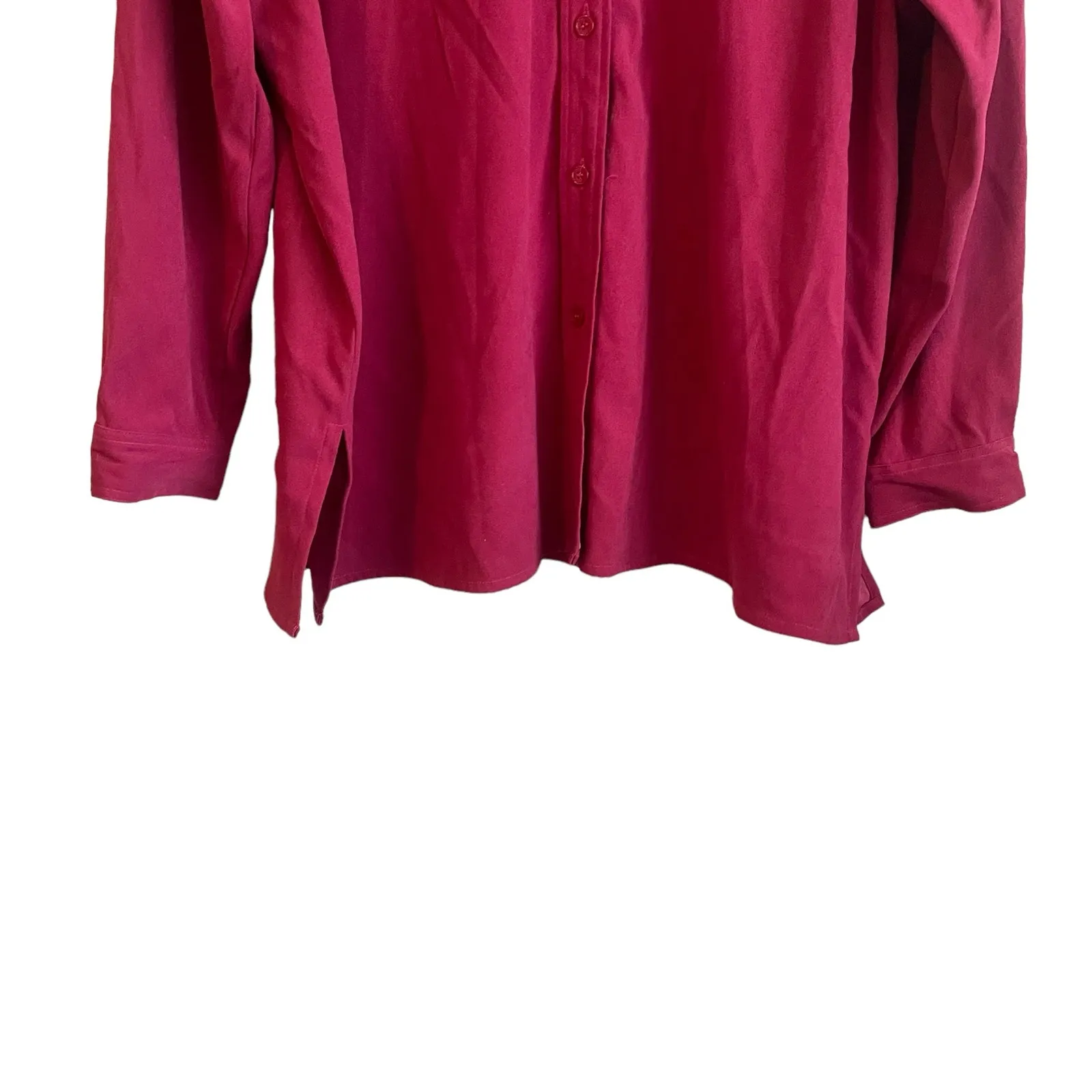 Denim & Co Women Tunic Top 2X Rose Red Long Length Flowy Button Front Lagenlook - Image 9