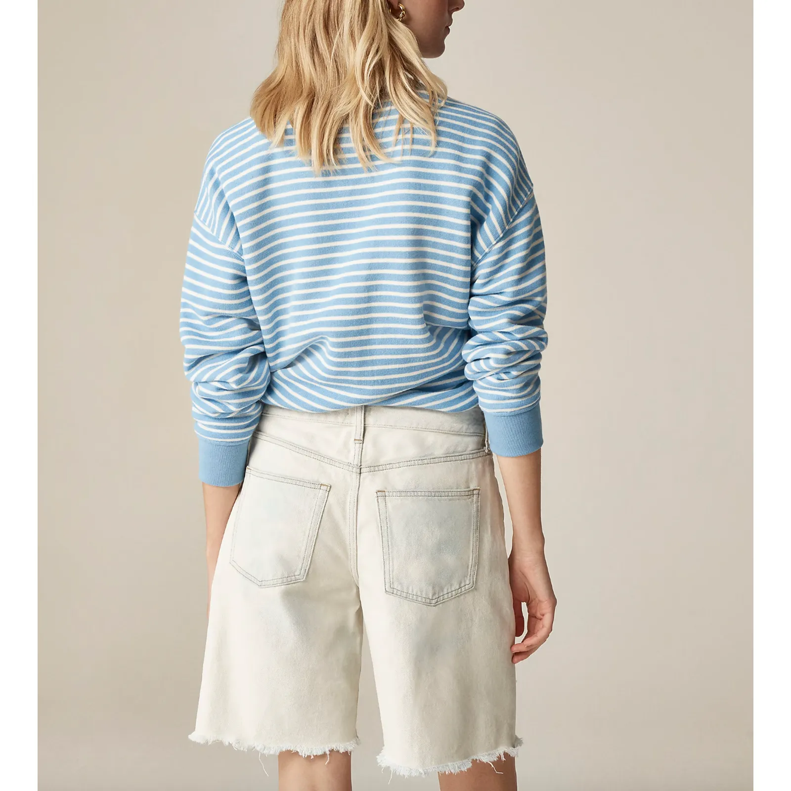 J.Crew Relaxed Knee Length Denim Short Tie Drawstring Bleach Wash 35 NWT - Image 2