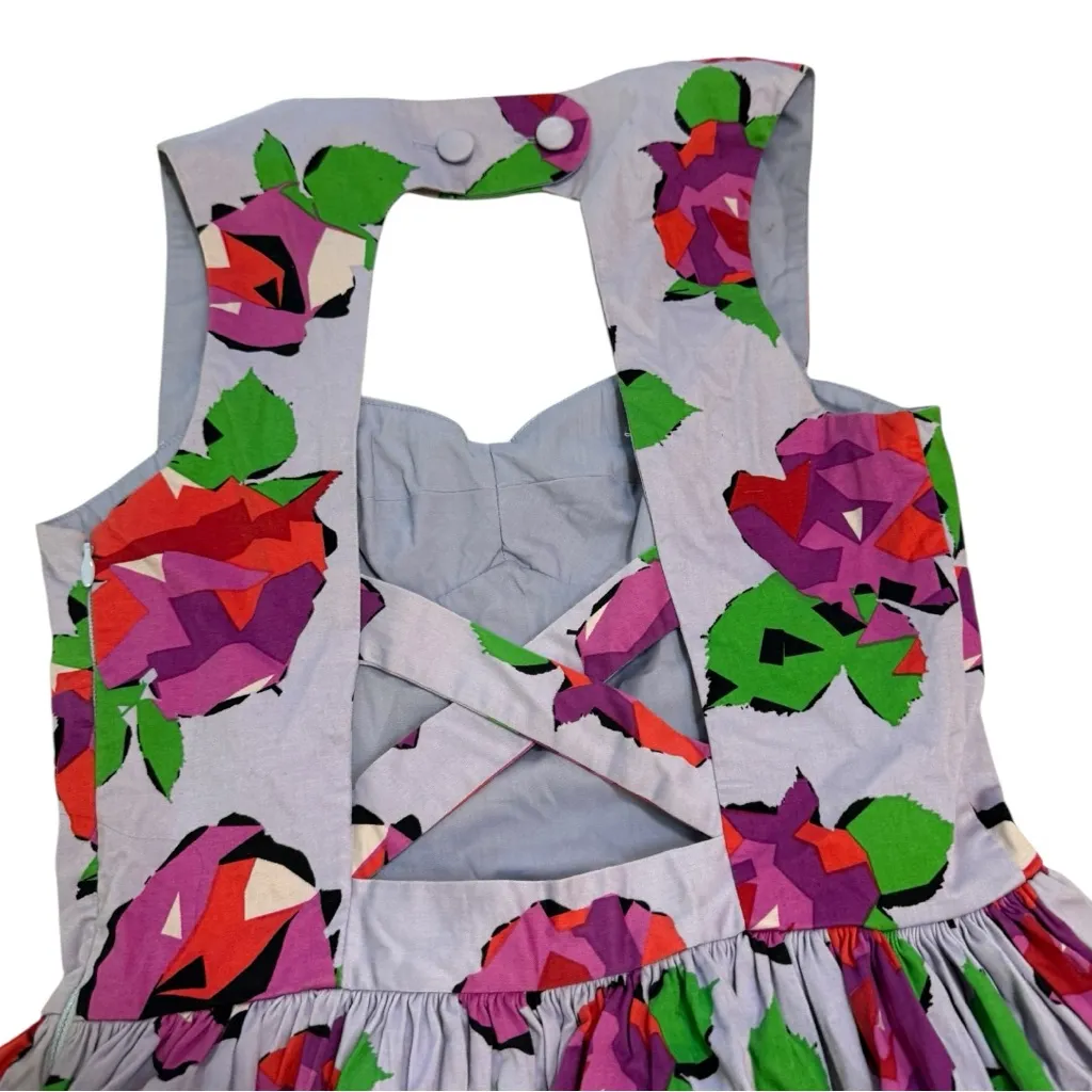 Topshop Floral Open Back Full Skirt Mini Babydoll Dress - Image 4