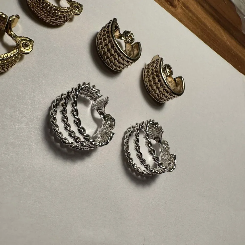 Lot of 3 All Signed Hoop Clip On Clip-on Earrings - Monet, NWH, Napier - Image 3