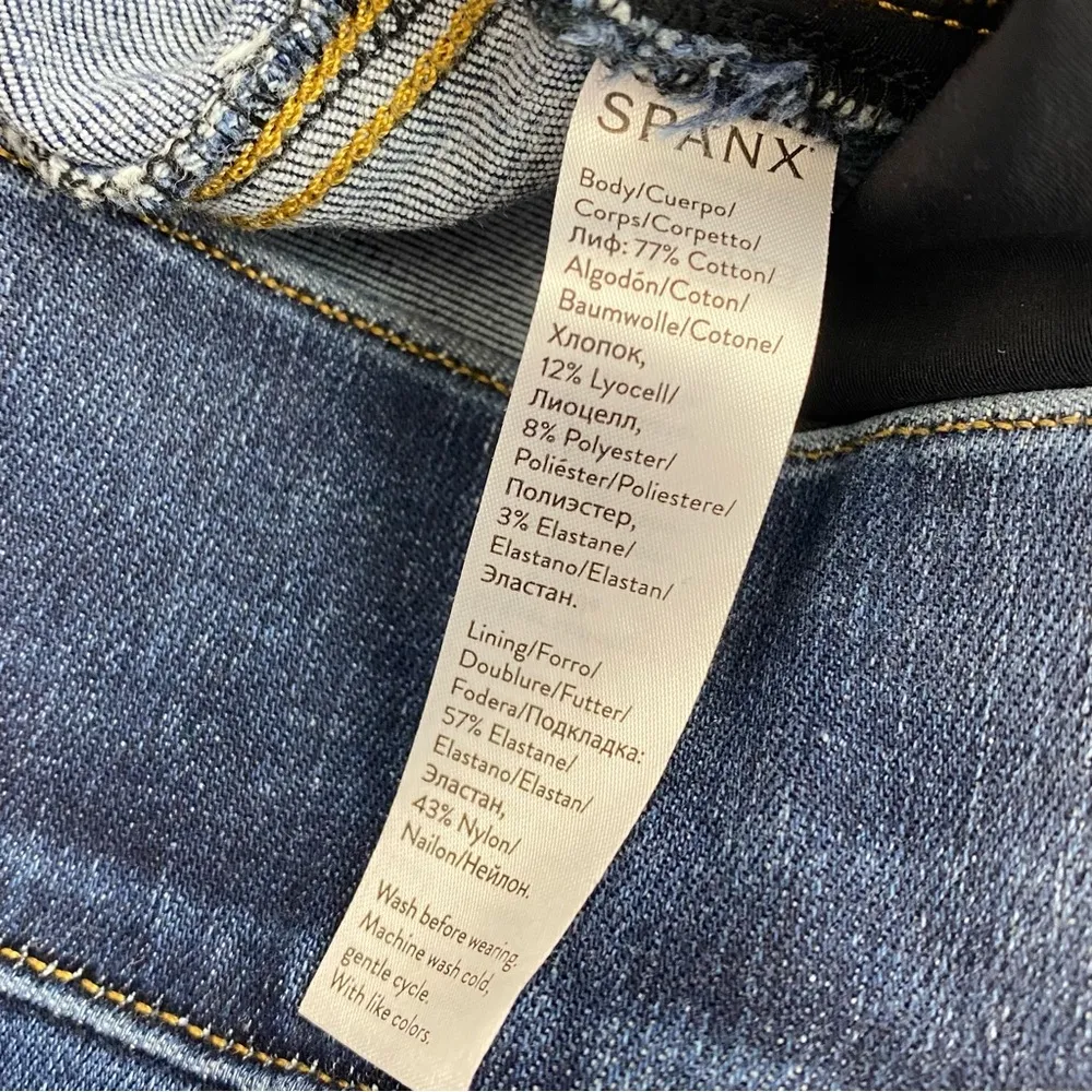 SPANX Distressed Ankle High Rise Skinny Jeans: Medium Wash - Image 14