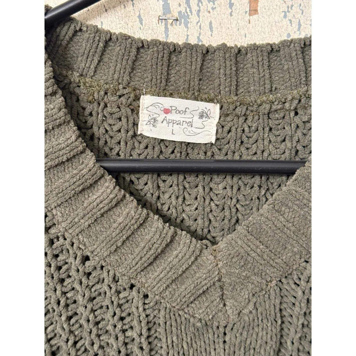 Poof Apparel chunky knit sweater, size Large, green - Image 3