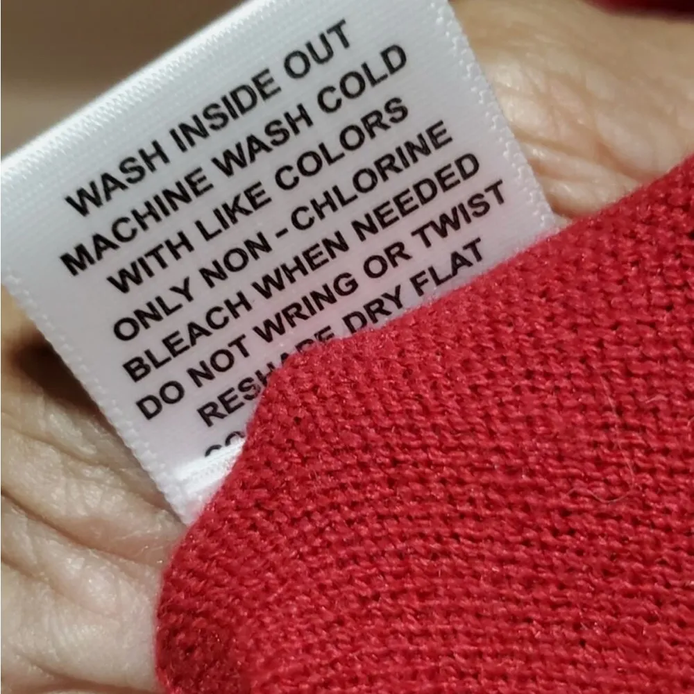 Elle Women Red Cotton Round Neck Long Sleeve Pullover Knit Sweater Size … - Image 5