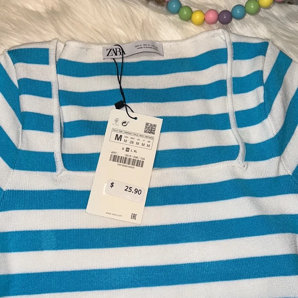 Zara Blue Stripped Crop Top. Size S - Image 5