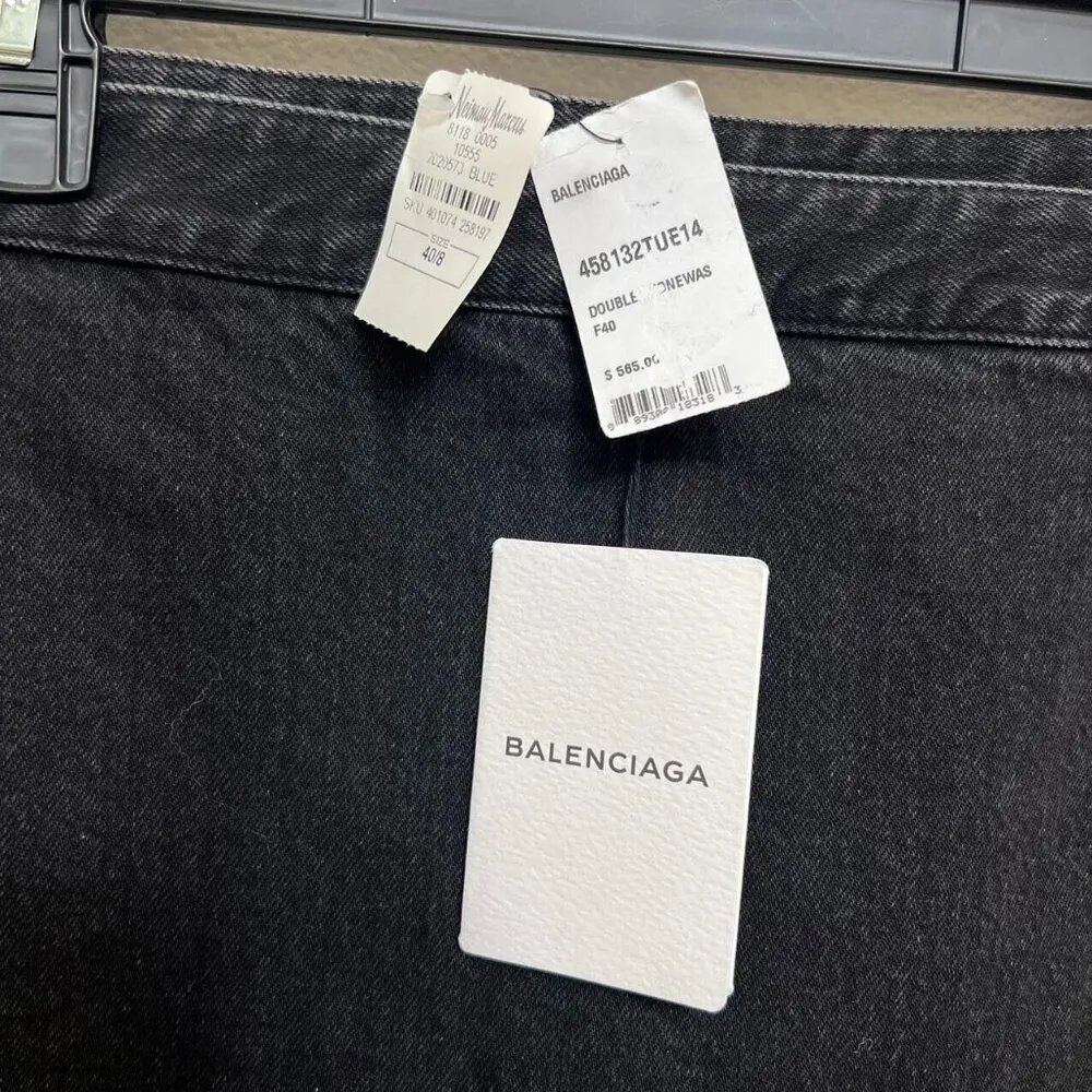 NWT Balenciaga Denim Wrap Skirt Black Woman Size 40 Made in Italy - Image 2