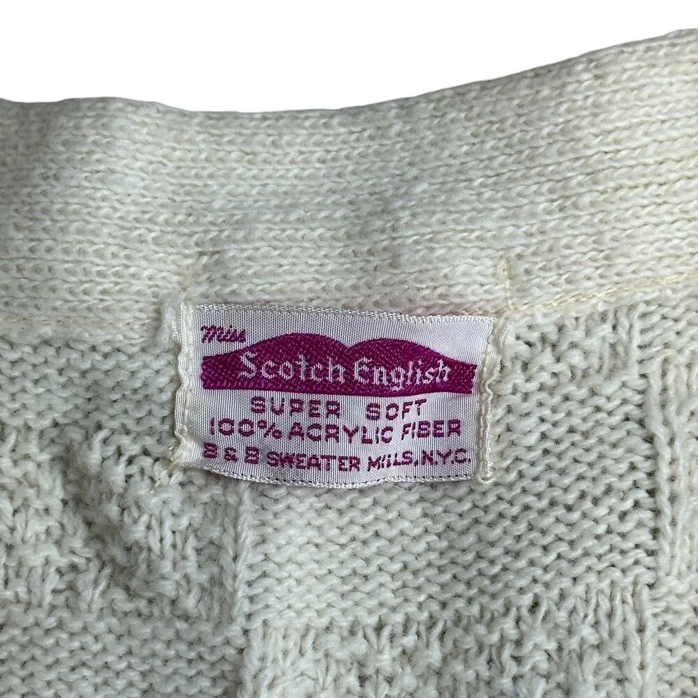 Vintage Miss Scotch English 60s Sleeveless Knit Cardigan Sweater Women's Medium - Image 2