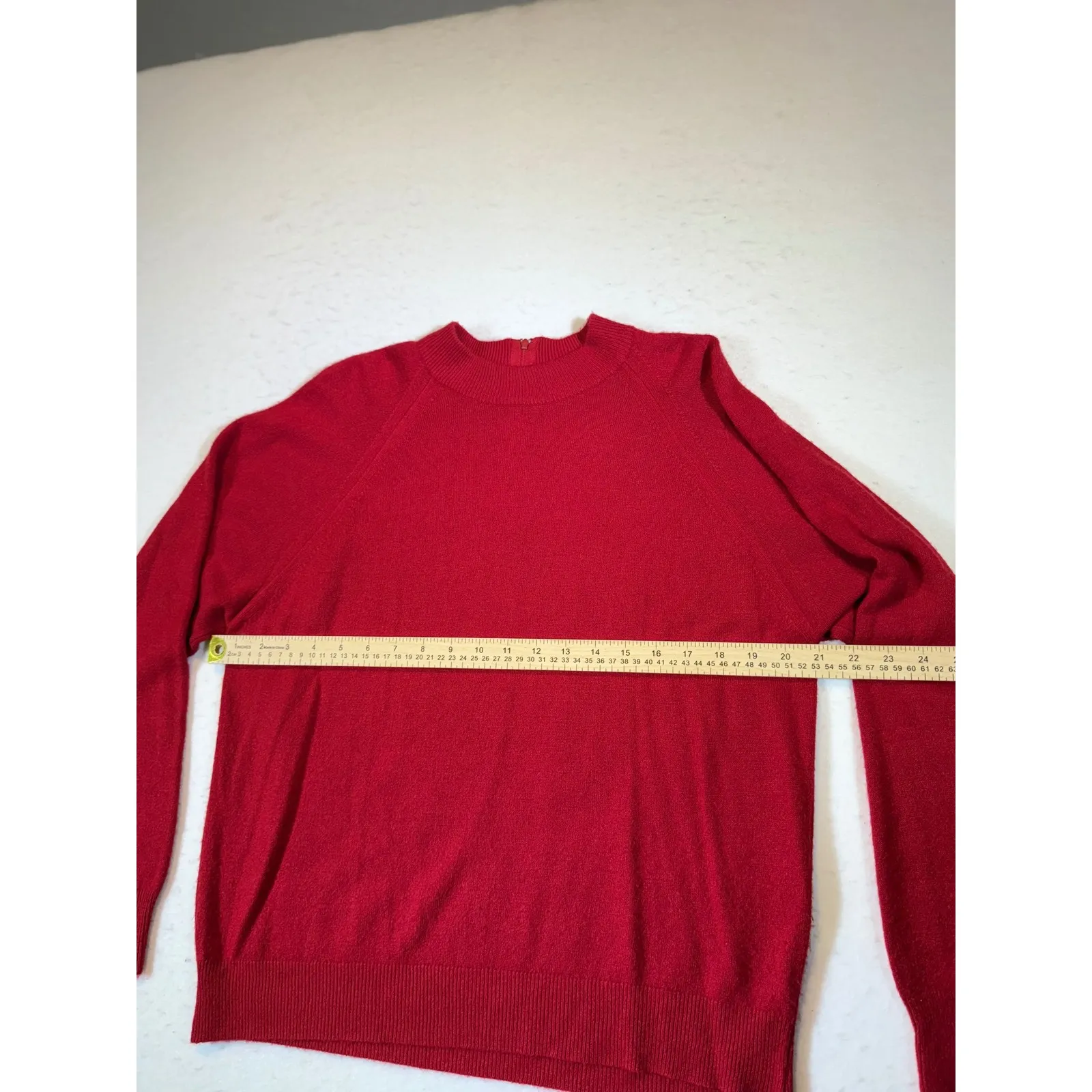 Bright Red Mock Neck Sweater Long Sleeve Pullover Top Women Size M - Image 3