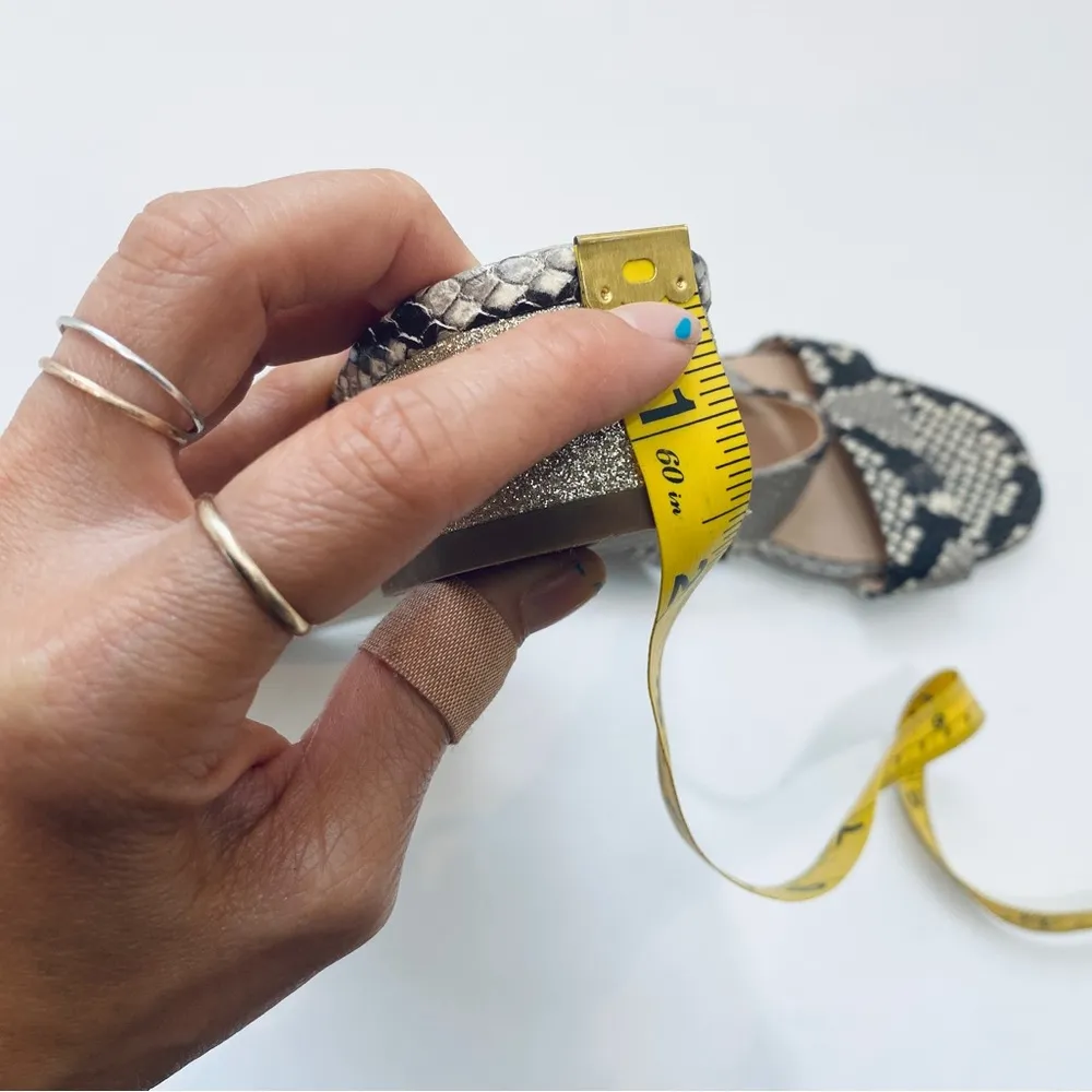 Jcrew leather snakeskin embossed strap sandals with glitter heels - Image 8