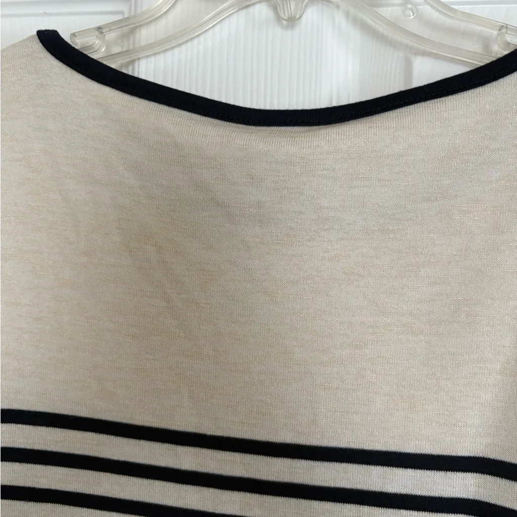 Max Studio Black and Cream Striped Tee - Image 5