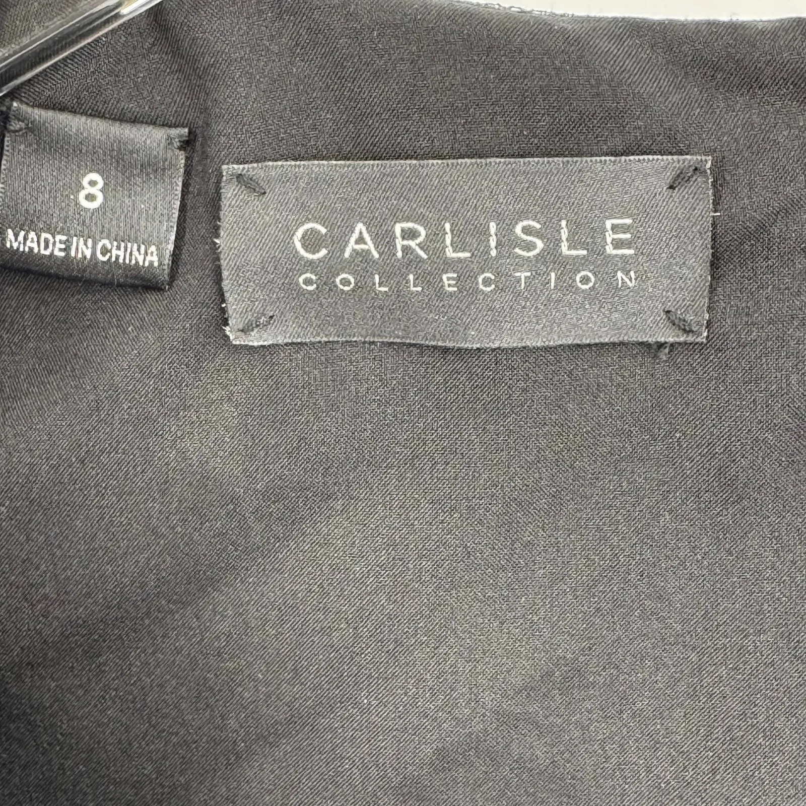 Carlisle blouse women's 8 floral applique mesh overlay peplum V neck tank black - Image 6