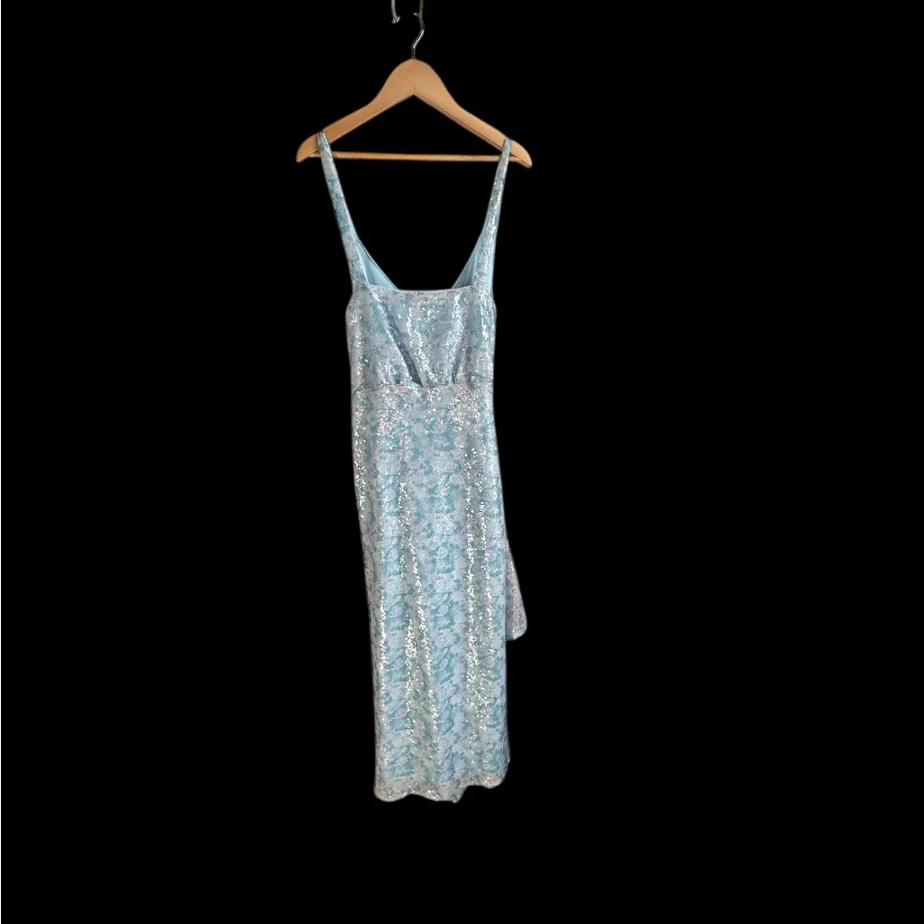 Lulu's Blue and Silver Sequin Dress - Image 4