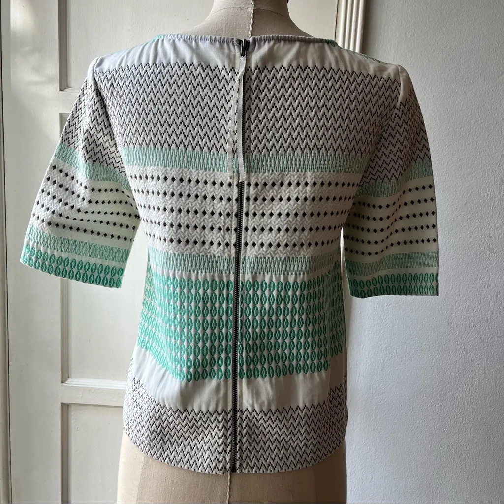 Ella Moss• jacquard cotton zip back blouse•sz s - Image 3