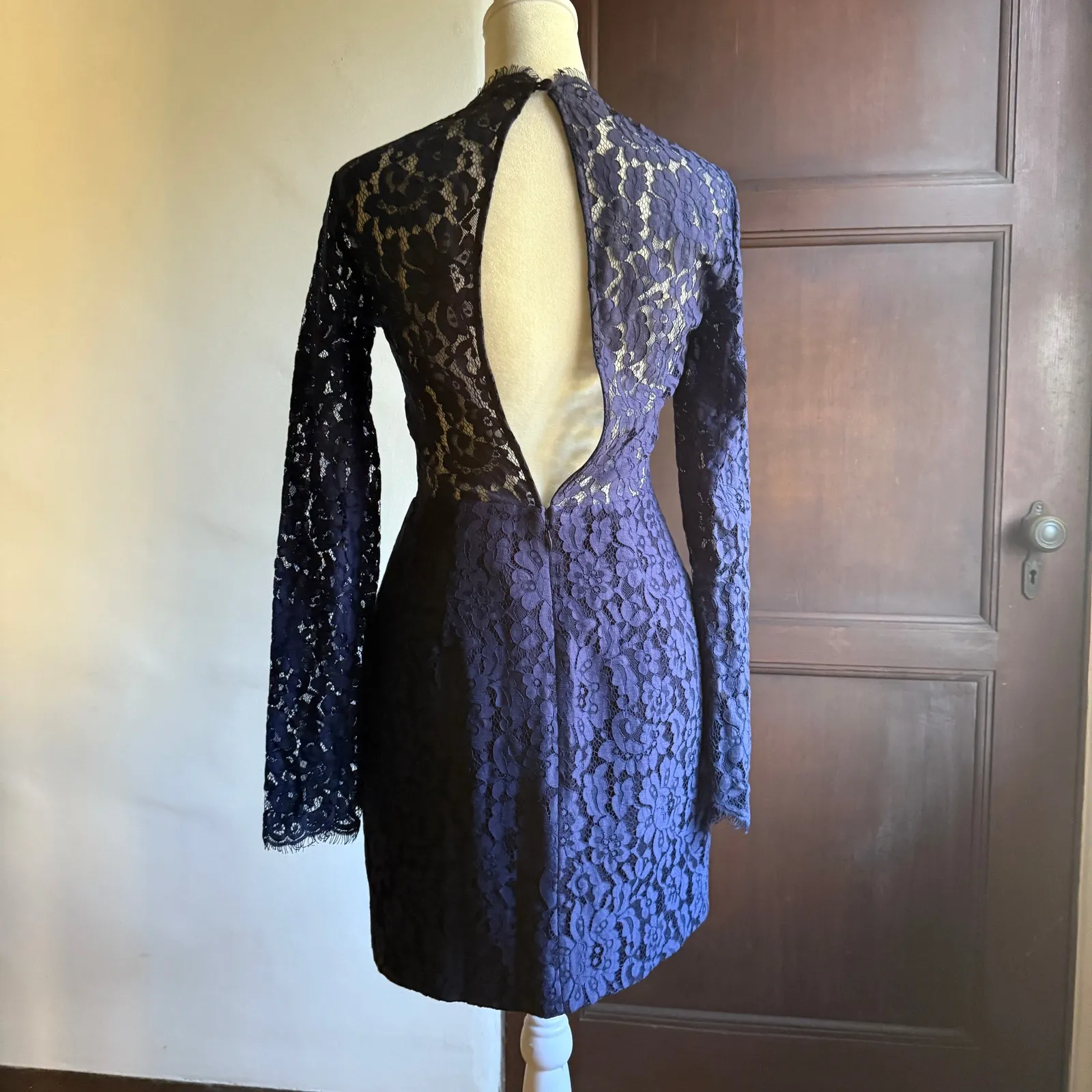 KEEPSAKE the Label | Navy Blue Run the World Lace Long Sleeve Dress Extra Small Size XS - Image 4
