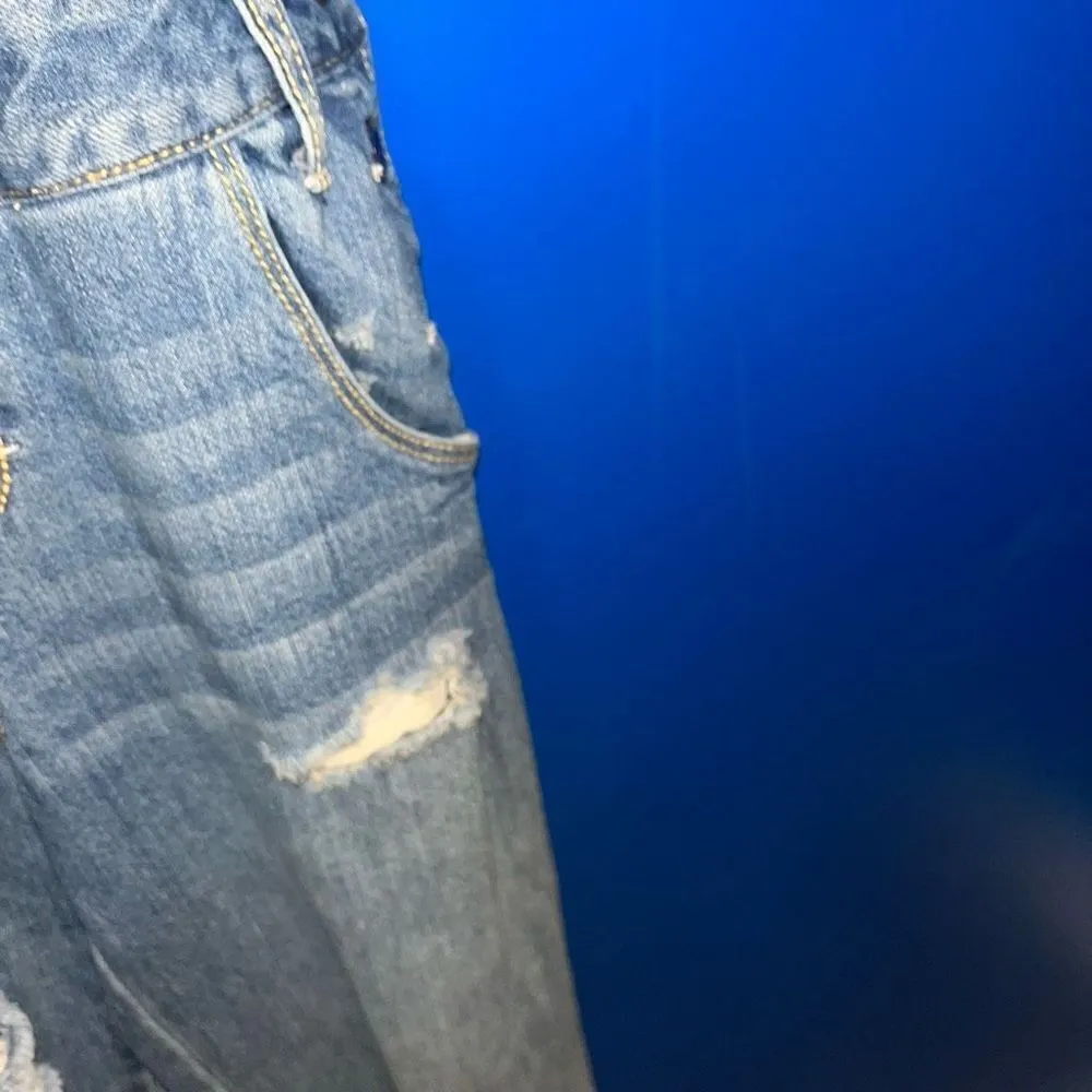 American Rag‎ Cie distressed blue jean overalls size 1/XS - Image 3