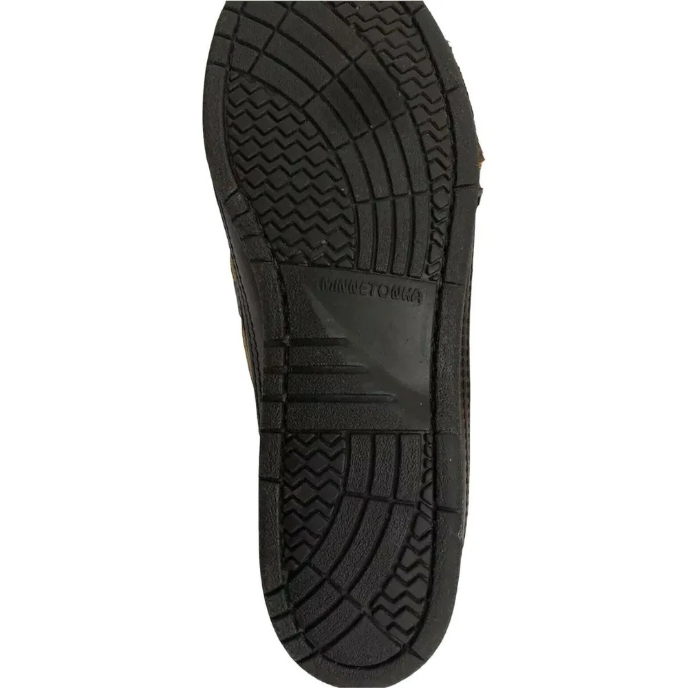 Womens Minnetonka Dark Brown Leather Slip On Tie Moccasin Loafer Shoes Size 6.5 - Image 9