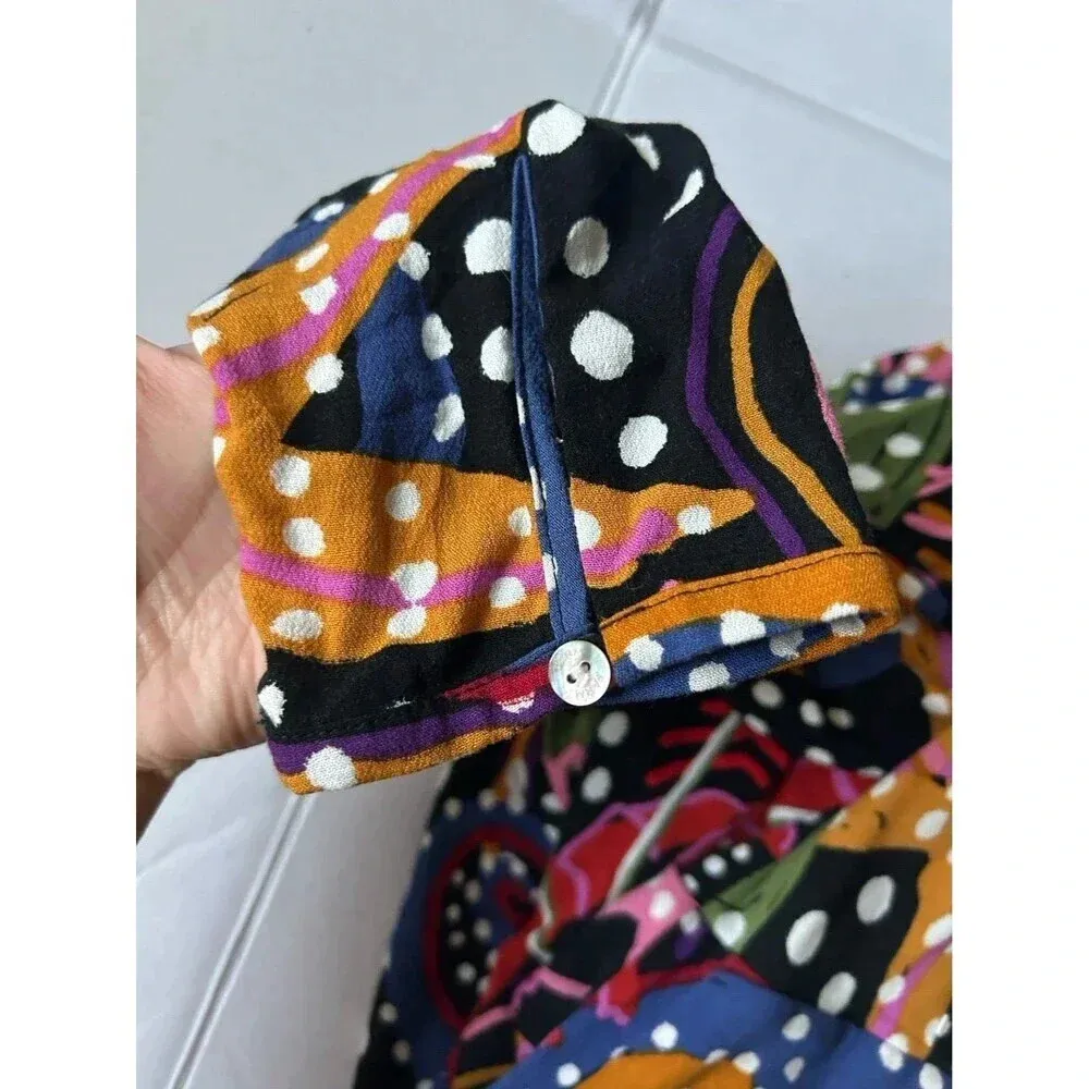 FARM RIO Women’s Maxi Dress, Under The Sea Plunging V-neck Long Sleeve Medium - Image 4