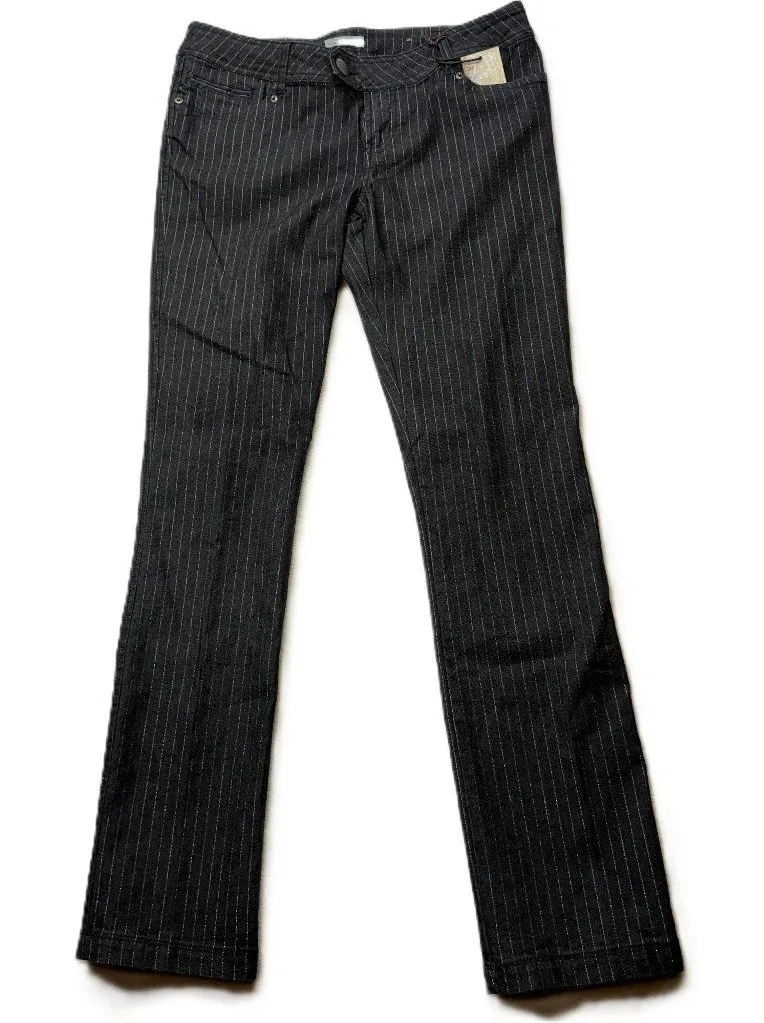 So Wear It Declare It Low Rise Pants Women’s Size 11 Black Pinstripe NWT - Image 1